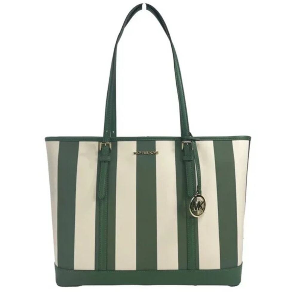 NEW Michael Kors Jet Set Travel Tote Bag Large Purse Handbag Stripe PVC Shoulder